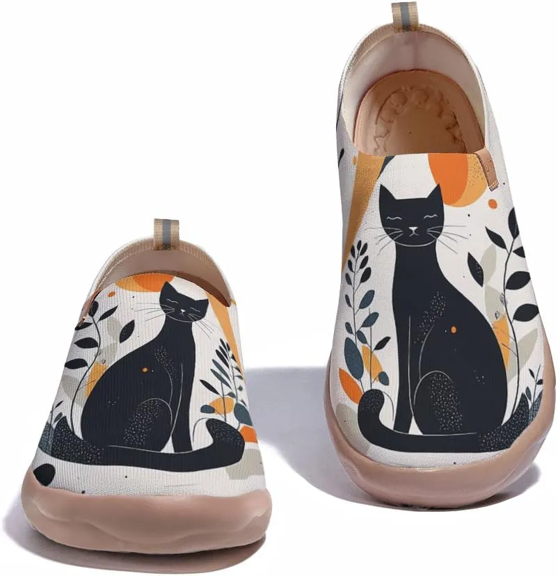 Walking Sneakers for Women Art Painted Travel Slip On Shoes Lightweight Comfort Knitted Casual Loafers