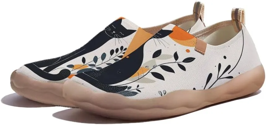 Walking Sneakers for Women Art Painted Travel Slip On Shoes Lightweight Comfort Knitted Casual Loafers