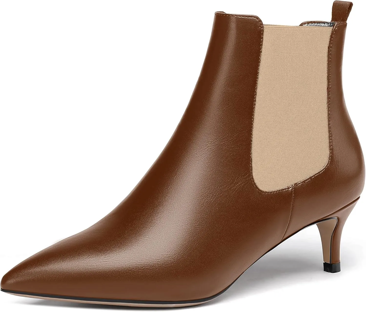 WAYDERNS Womens Party Casual Patent Pointed Toe Slip On Kitten Low Heel Ankle High Boots 2 Inch