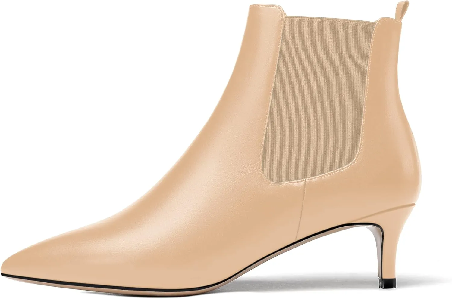 WAYDERNS Womens Party Casual Patent Pointed Toe Slip On Kitten Low Heel Ankle High Boots 2 Inch