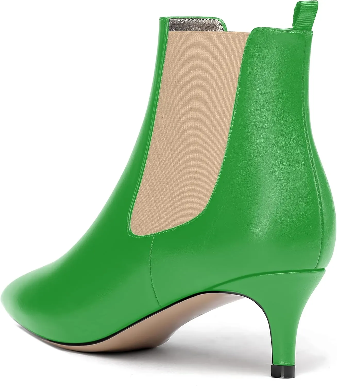 WAYDERNS Womens Party Casual Patent Pointed Toe Slip On Kitten Low Heel Ankle High Boots 2 Inch