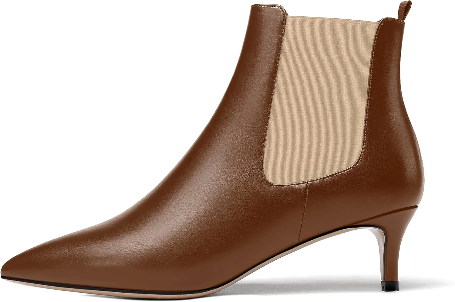 WAYDERNS Womens Party Casual Patent Pointed Toe Slip On Kitten Low Heel Ankle High Boots 2 Inch