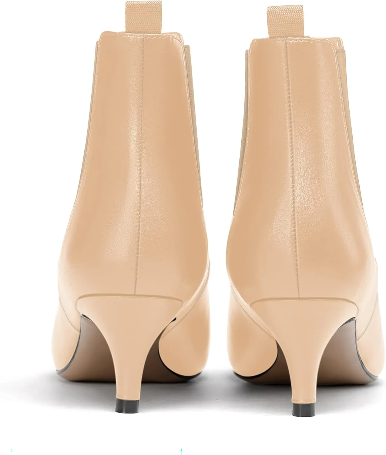 WAYDERNS Womens Party Casual Patent Pointed Toe Slip On Kitten Low Heel Ankle High Boots 2 Inch