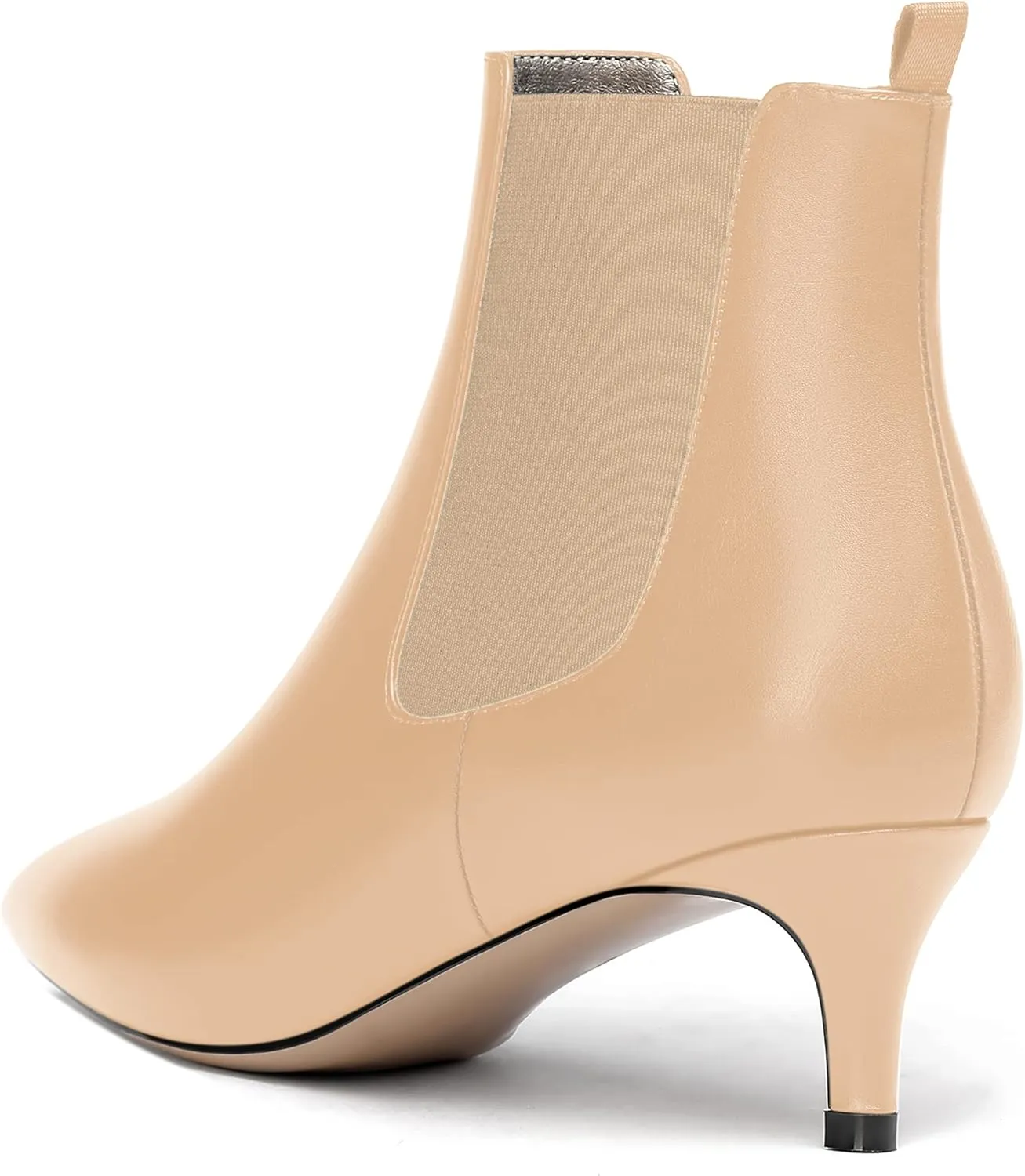 WAYDERNS Womens Party Casual Patent Pointed Toe Slip On Kitten Low Heel Ankle High Boots 2 Inch