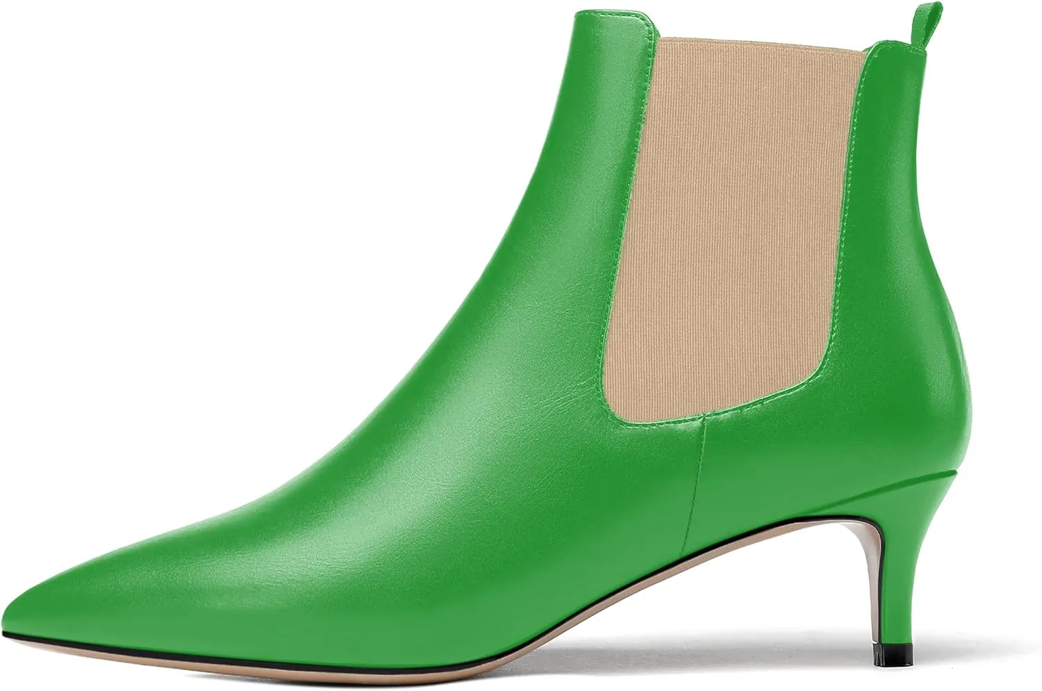 WAYDERNS Womens Party Casual Patent Pointed Toe Slip On Kitten Low Heel Ankle High Boots 2 Inch