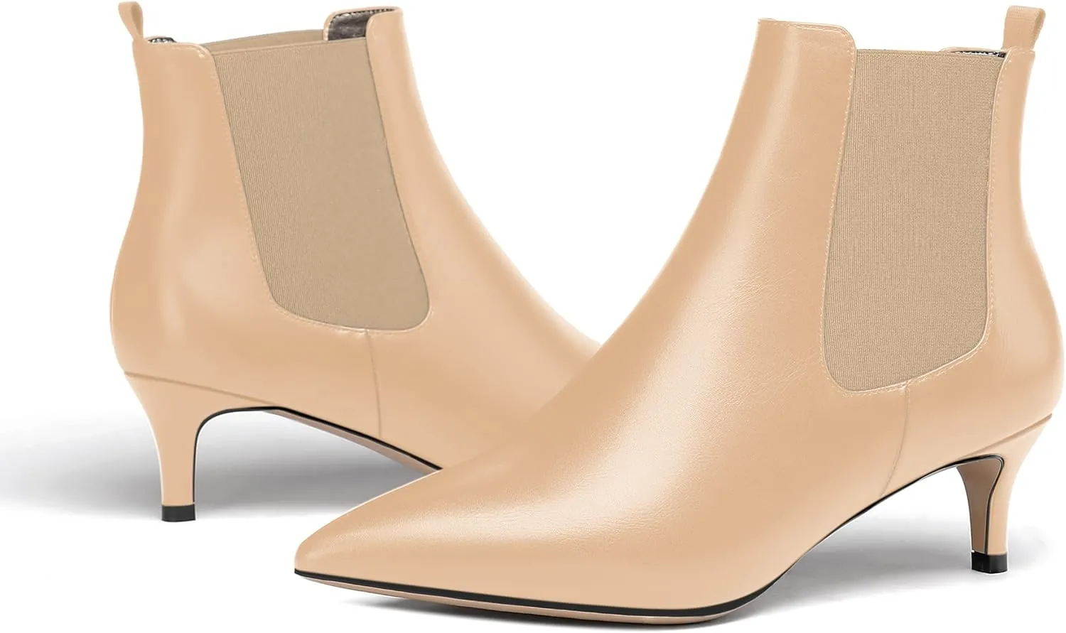 WAYDERNS Womens Party Casual Patent Pointed Toe Slip On Kitten Low Heel Ankle High Boots 2 Inch