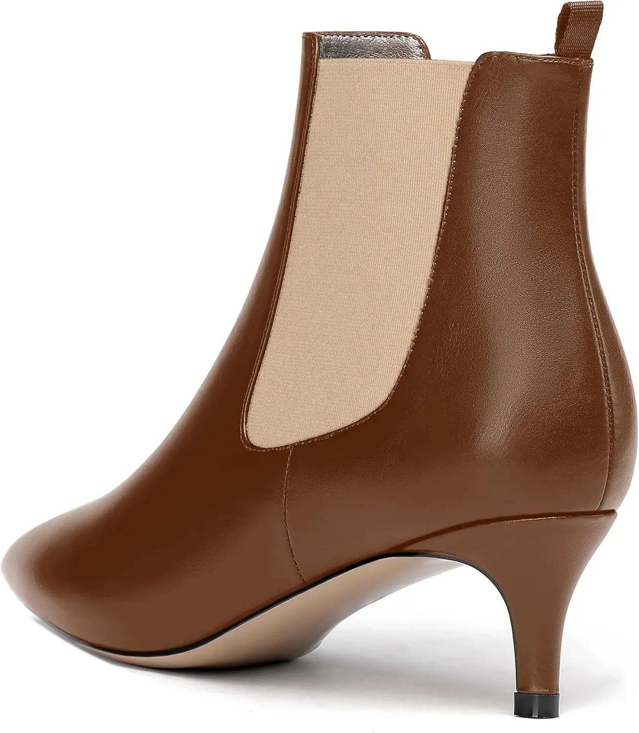 WAYDERNS Womens Party Casual Patent Pointed Toe Slip On Kitten Low Heel Ankle High Boots 2 Inch