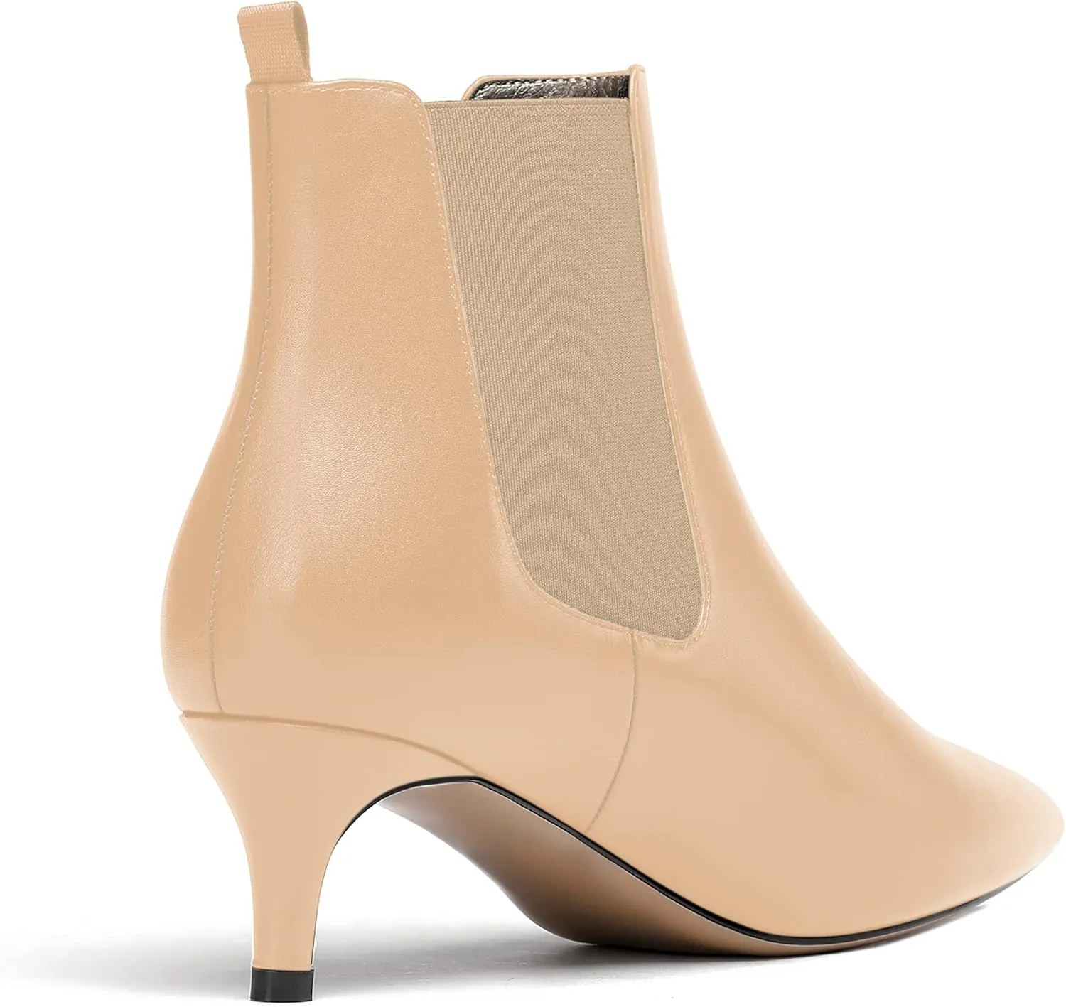 WAYDERNS Womens Party Casual Patent Pointed Toe Slip On Kitten Low Heel Ankle High Boots 2 Inch