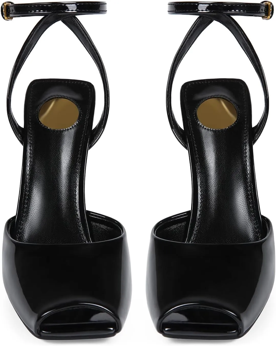 Wedge High Heels Sandals for Women – 4 Inch Square Peep Toe Ankle Strap Buckle Comfortable for Party Wedding Daily Wear