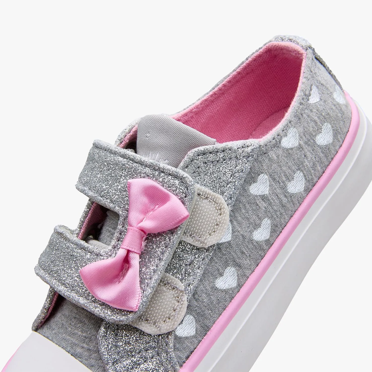 Weestep Girls Glitter Low-Top Casual Canvas Shoes - Lightweight Fashion Sneakers for Toddler and Little Kid