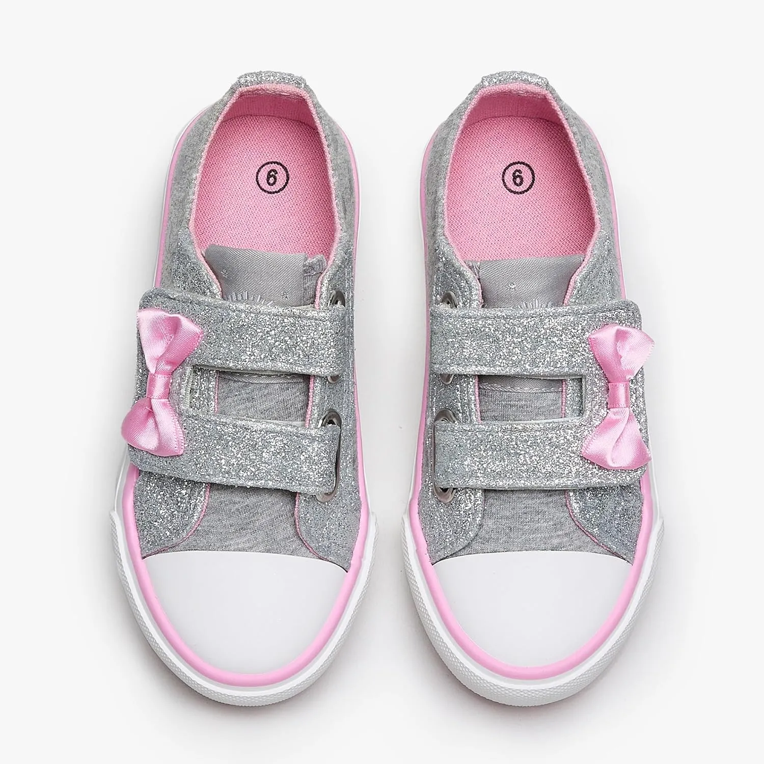 Weestep Girls Glitter Low-Top Casual Canvas Shoes - Lightweight Fashion Sneakers for Toddler and Little Kid