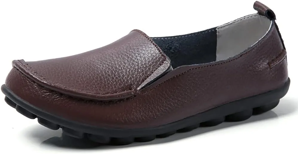 WERWAES Ladies Moccasin Shoes Comfortable Leather Loafers Wild Fashion Soft Shoes Nurse Breathable Driving Shoes
