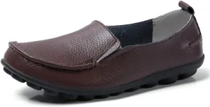 WERWAES Ladies Moccasin Shoes Comfortable Leather Loafers Wild Fashion Soft Shoes Nurse Breathable Driving Shoes