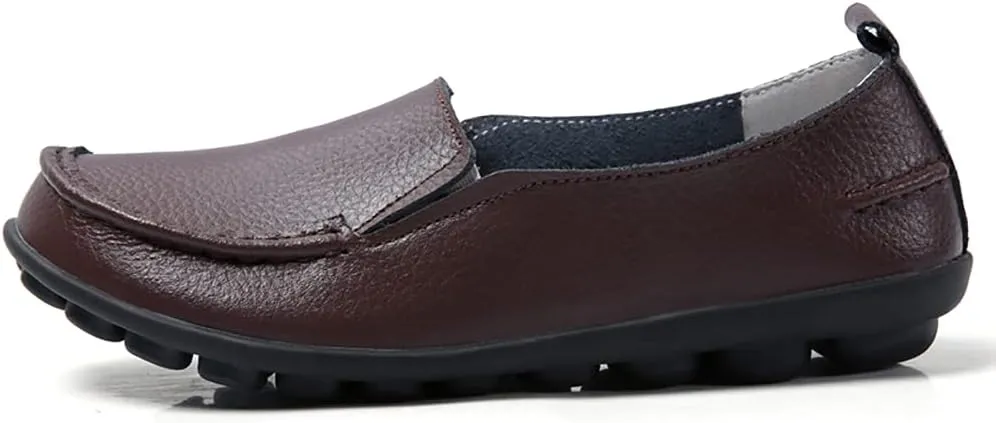 WERWAES Ladies Moccasin Shoes Comfortable Leather Loafers Wild Fashion Soft Shoes Nurse Breathable Driving Shoes
