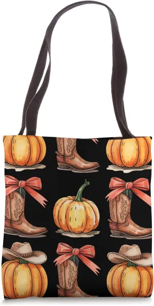 Western Boots Pumpkin Cowboy Cowgirl Rodeo Tote Bag