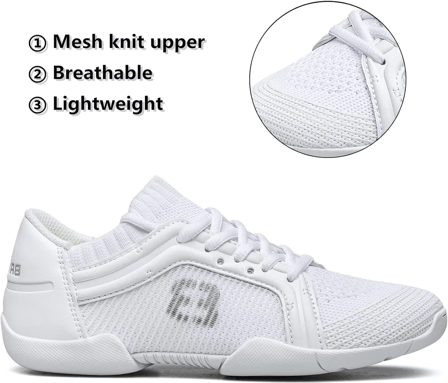 White Cheer Shoes for Girls Youth Cheerleading Shoes Gymnastics Hip Hop Dance Sneakers Tumbling Tennis