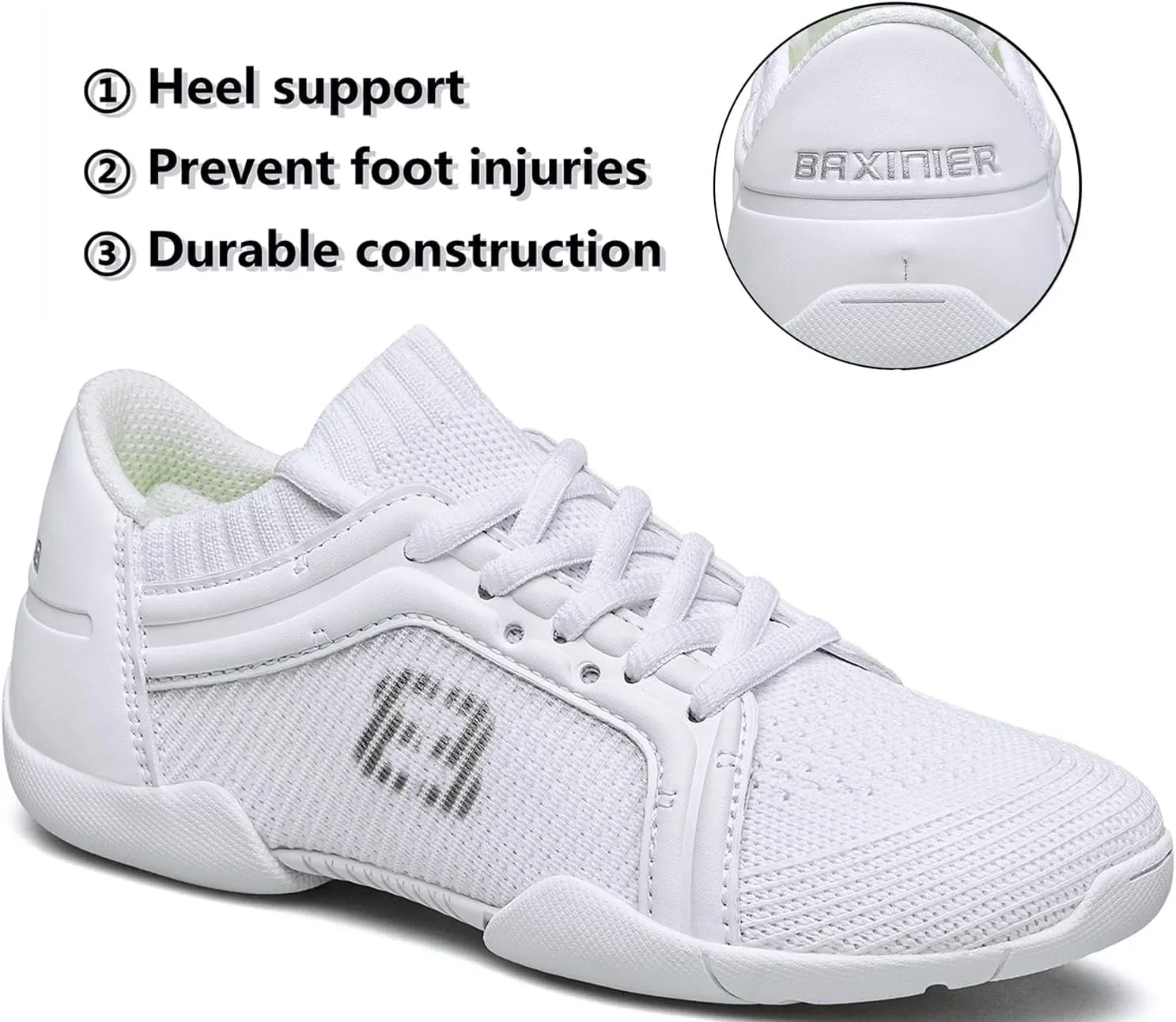 White Cheer Shoes for Girls Youth Cheerleading Shoes Gymnastics Hip Hop Dance Sneakers Tumbling Tennis