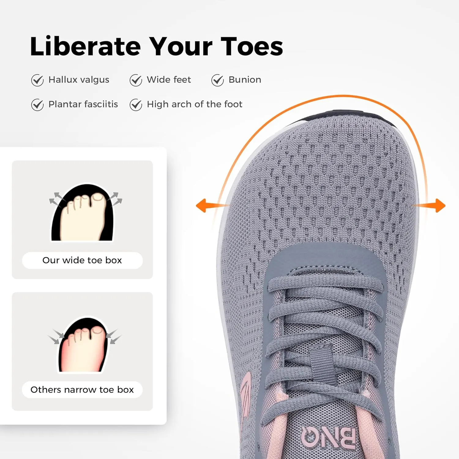 Wide Toe Box Shoes for Women Plantar Fasciitis Running Shoe Arch Support Walking Tennis Orthotic Breathable Extra Wide Width Athletic Sneakers US6-11