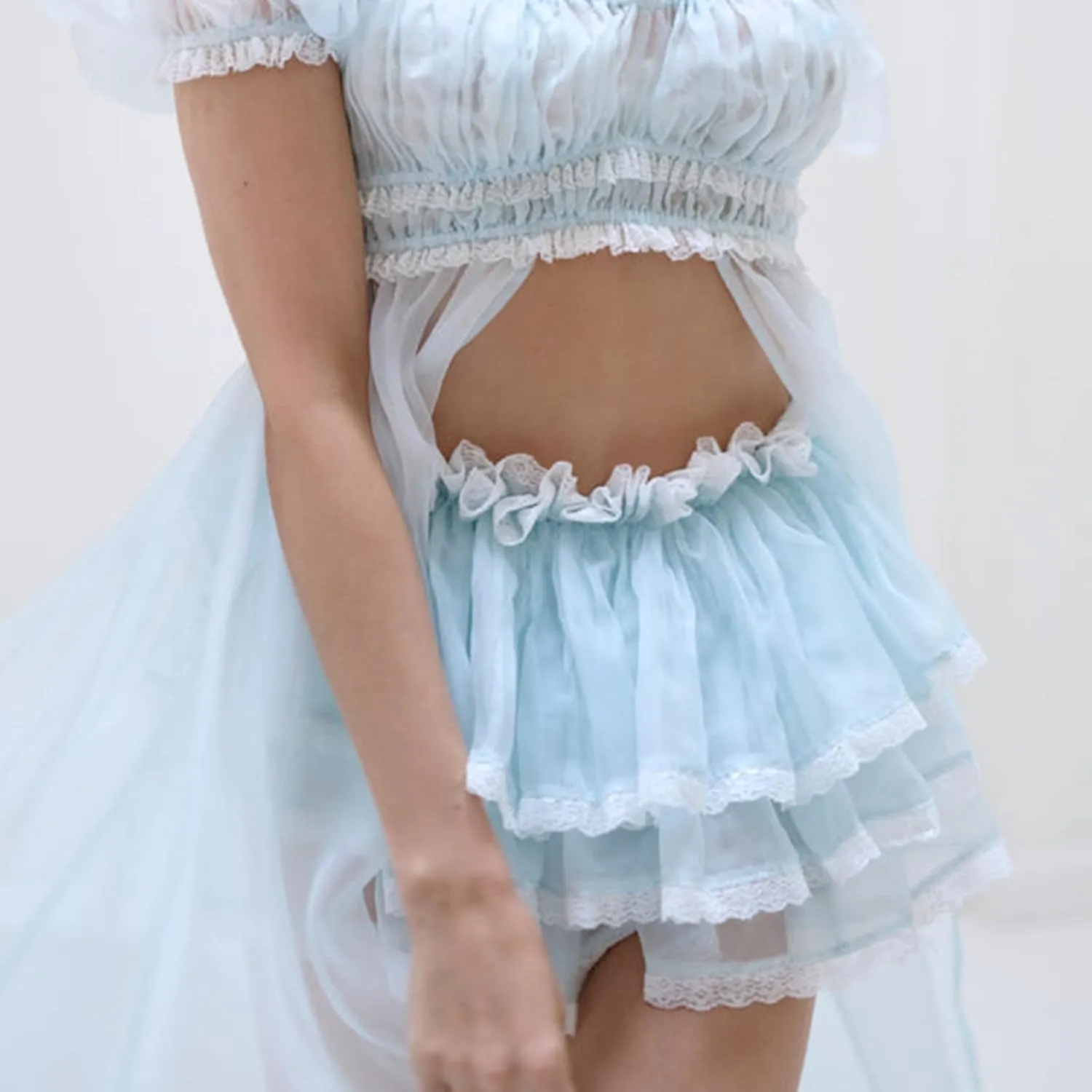 Woman Sexy Layered Ruffled Mini Skirt High Waist Mesh Tulle Tutu Skirt Sweet A Line Skirt y2k Lace Trim Skirts