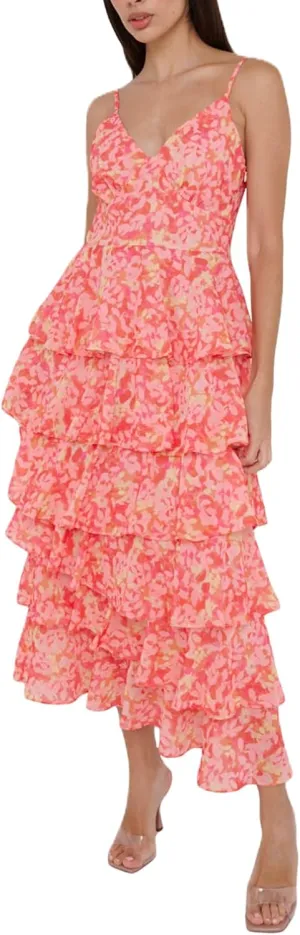 Women Cake Tiered Flowy Maxi Dress Fairy Spaghetti Strap Sweetheart Long Dress Y2K Elegant Party Patchwork Outfit