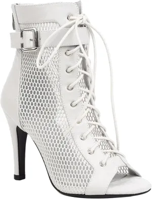 Women Classic Gladiator Sandals Summer Lace up Booties Ladies Dressy Elegant Breathable Mesh High Heeled Sandals