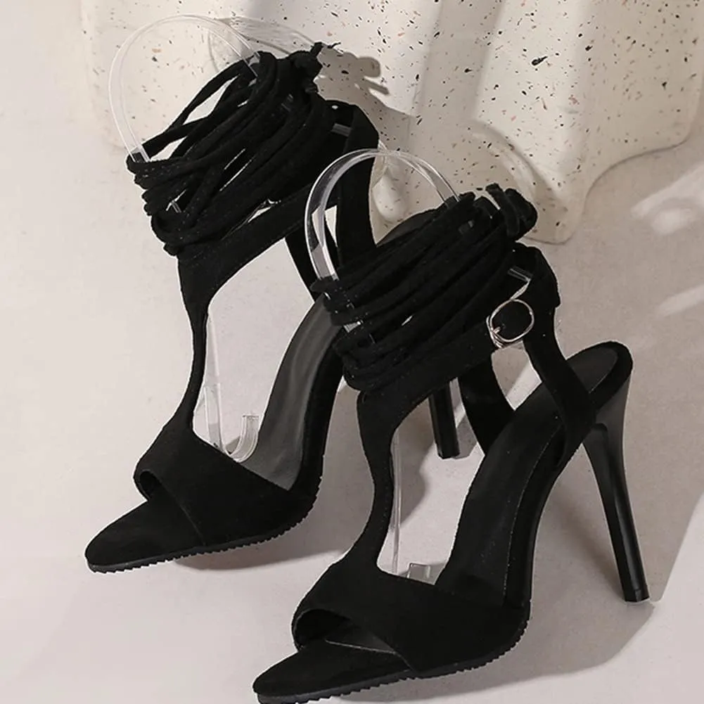Women Fashion Stiletto Heel Lace-up Summer Shoes Ankle Strap Sandals