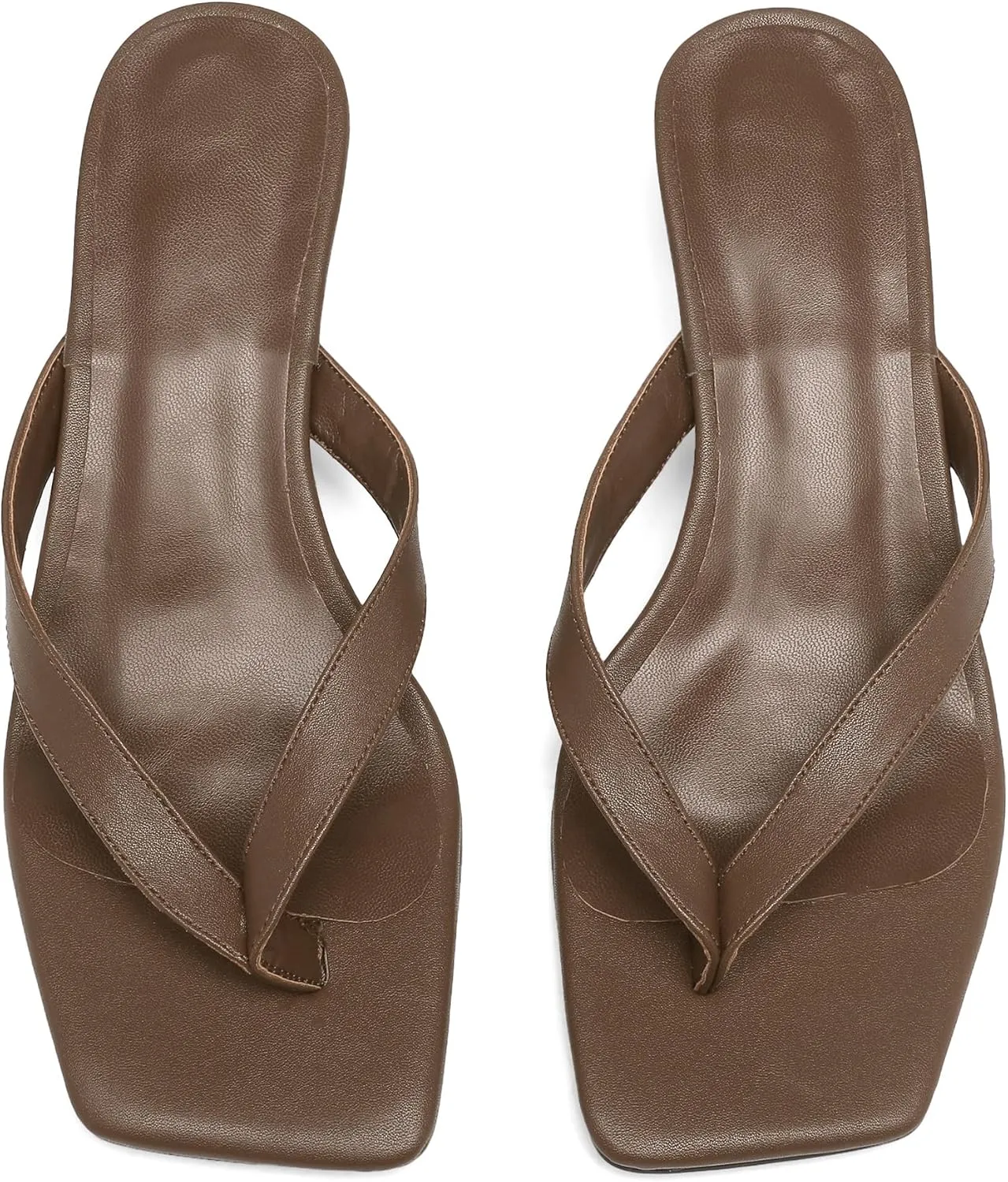 Women Kitten Heel Thong Sandals Square Open Toe Flip Flop Sandals Low Heel Fashion Party Dress Heeled Sandals