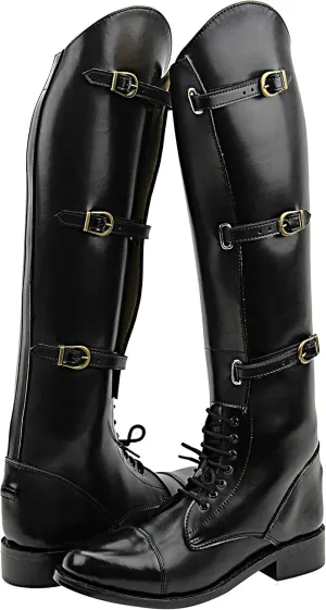 Women Ladies Crown Field Horse Riding Boots Stylish Fashion Equestrian Black