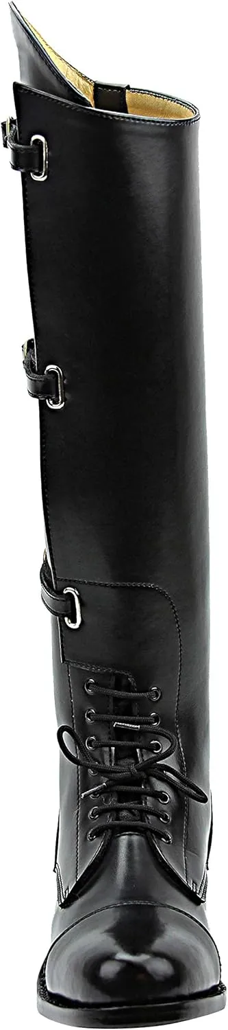 Women Ladies Crown Field Horse Riding Boots Stylish Fashion Equestrian Black