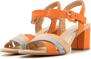 Women Rainbow Heeled Sandals Open Peep Round Toe Ankle Strap Pumps Suede Chunky Block Heels Sandals Multicolored Strappy Summer Dress Shoes Buckle Wedding Party Office Elegant 4-11 M US