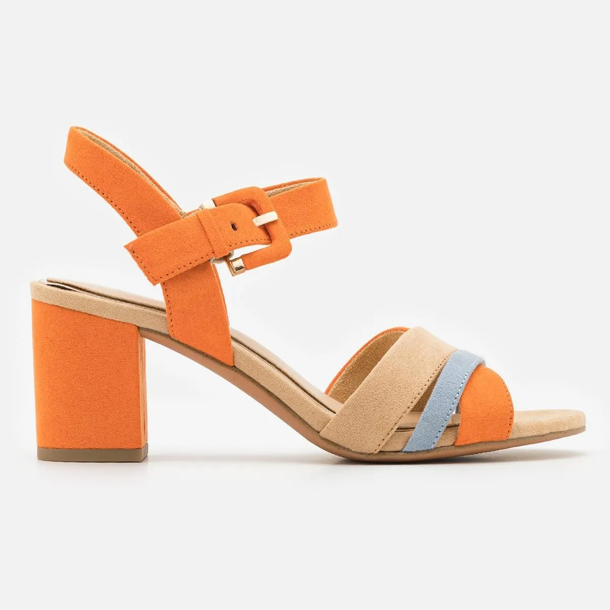 Women Rainbow Heeled Sandals Open Peep Round Toe Ankle Strap Pumps Suede Chunky Block Heels Sandals Multicolored Strappy Summer Dress Shoes Buckle Wedding Party Office Elegant 4-11 M US