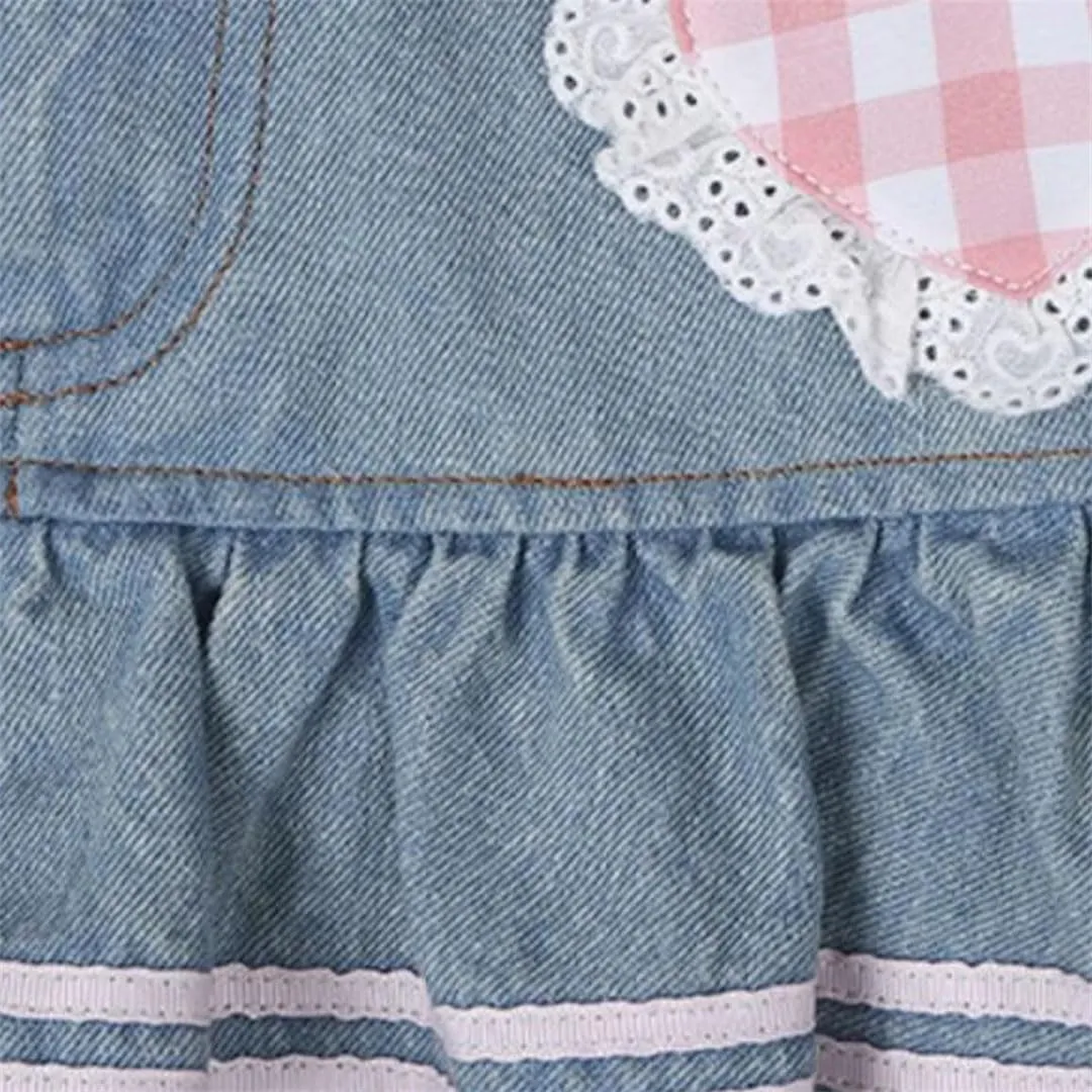 Women Style Lolita Sweet Mini Gown Denim High Waist Lace Cake Skirts