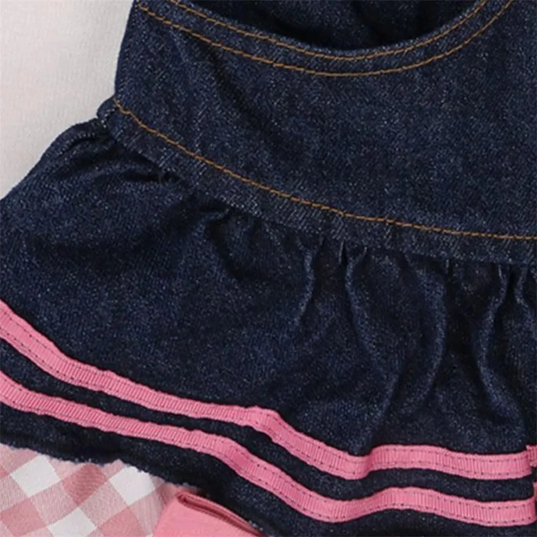 Women Style Lolita Sweet Mini Gown Denim High Waist Lace Cake Skirts