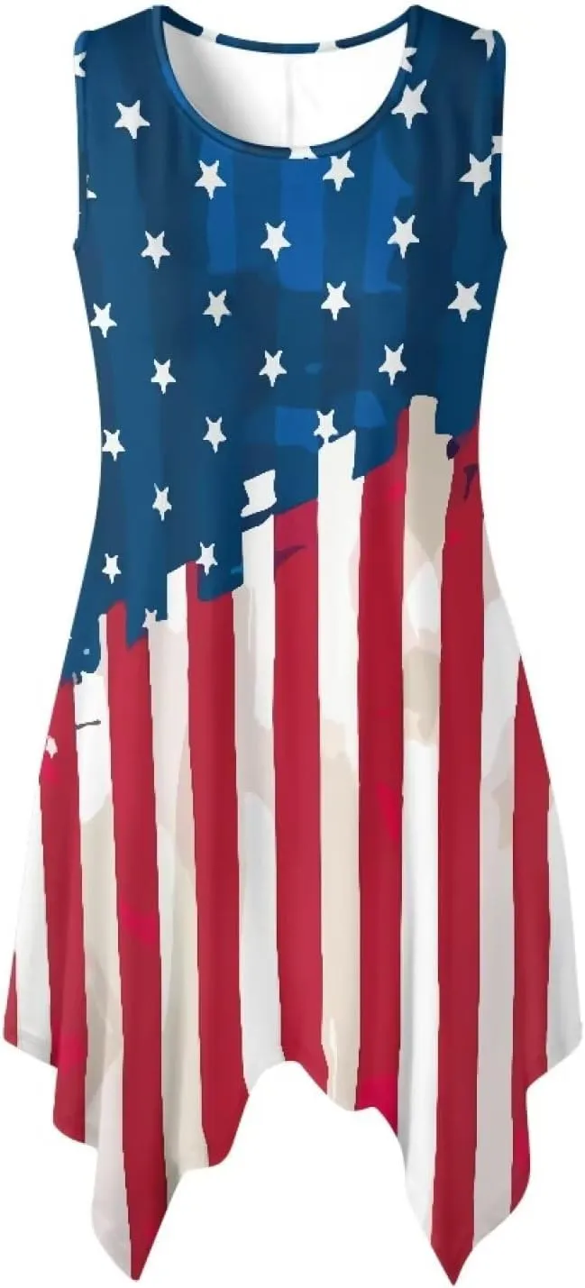 Women Vintage Dress Round Neck Irregular Hem Beach Sundress A Line Cocktail Party Dresses with Pockets Size S-5XL