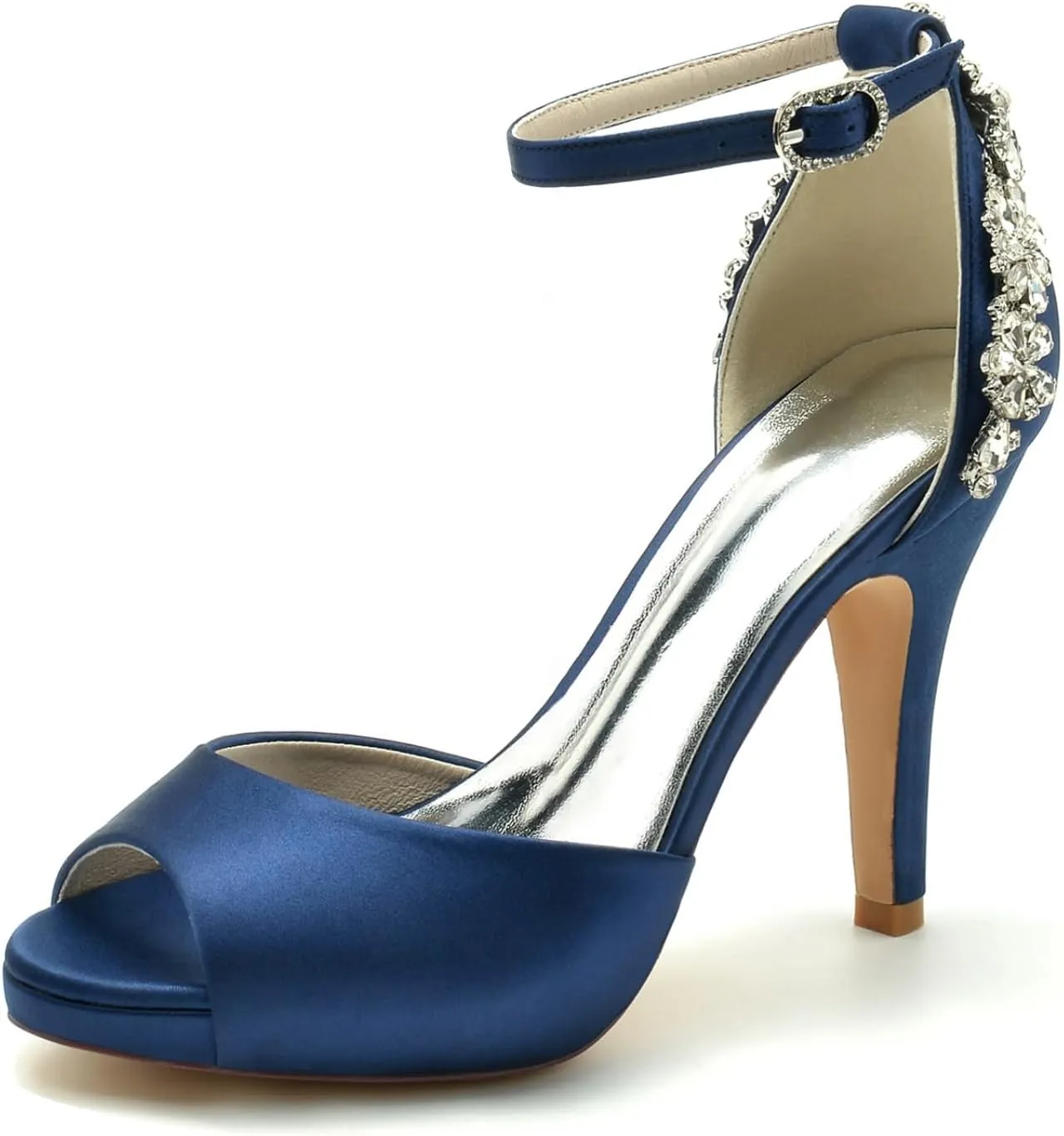 Women Wedding Bridal Shoes Women's High Heels Sandals Satin Peep Toe Dress Bridesmaid Stiletto Heel 10Cm