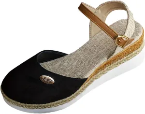 Women's 2025 Open Toe Sandal Colorblock Adjustable Ankle Strap Shoes Hook and Eye Wedge Sandals Platform Elegant Shoe