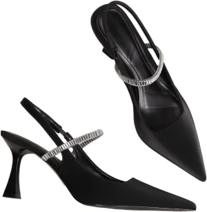 Women's Ankle Strap Pumps Elegant Black Sandals Stiletto Heels Mary Jane Pointed Toe, Perfect for Dressy Outfits Office