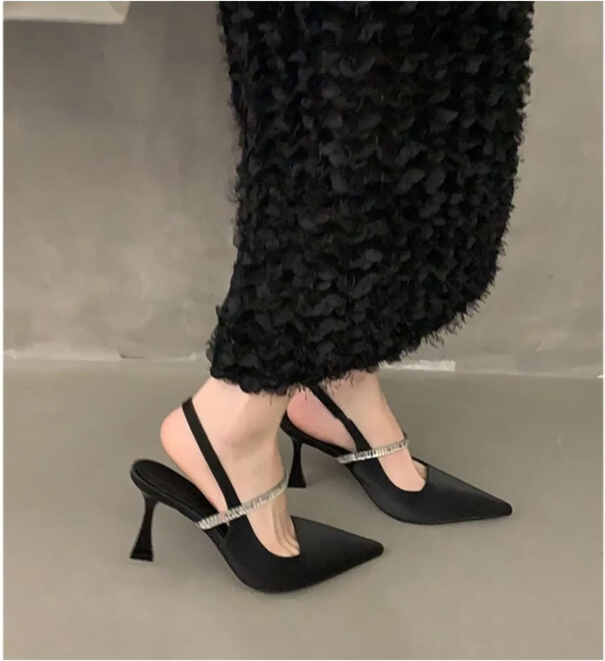 Women's Ankle Strap Pumps Elegant Black Sandals Stiletto Heels Mary Jane Pointed Toe, Perfect for Dressy Outfits Office