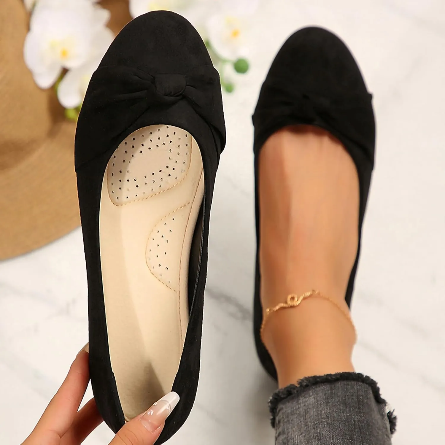 Women's Ballet Flats Shoes, Dress Shoes for Women Round Toe Comfort Light Weight Slip-On Shoes