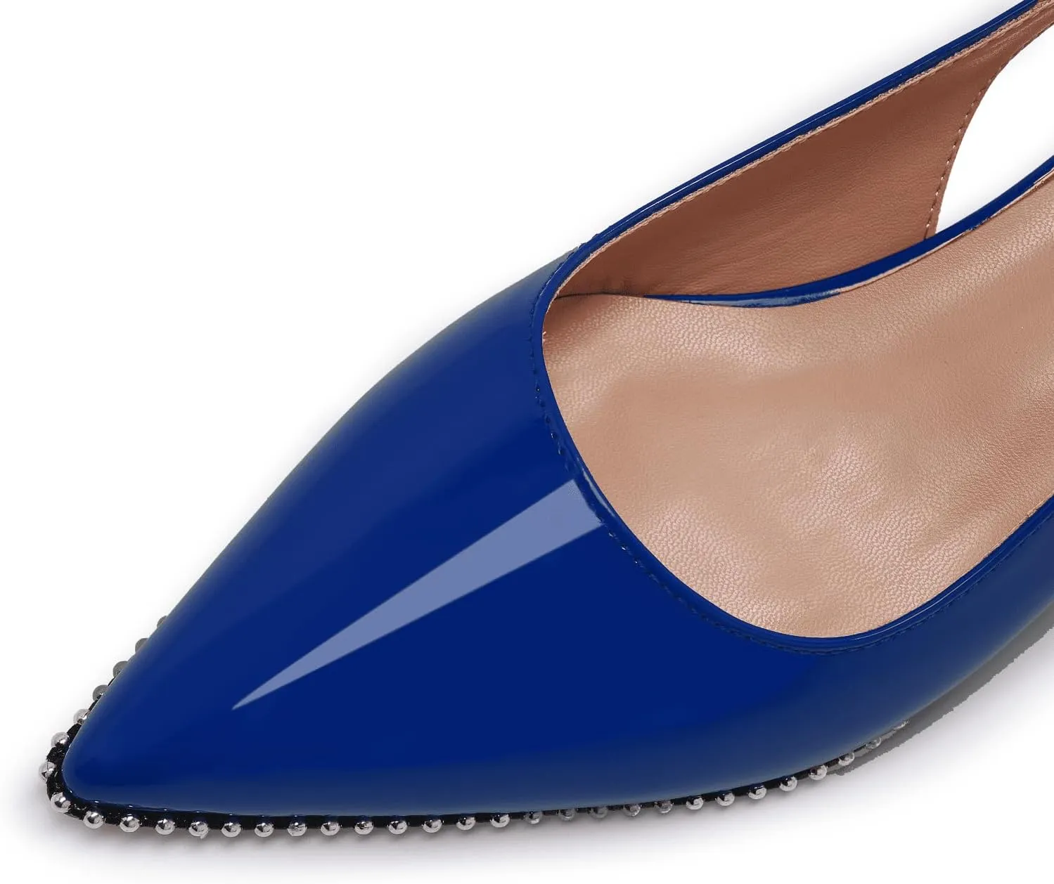 Women's Burgundy Slingback Kitten Heels – Pointed Toe Patent Leather Dress Shoes with Rhinestone Trim – Elegant Low Heel Pumps for Party, Wedding, or Office