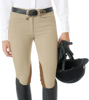 Women's Celebrity Front Zip Knee Patch Equestrian Horse Riding Breeches
