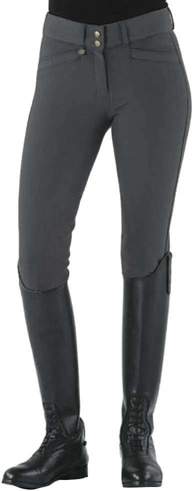 Women's Celebrity Front Zip Knee Patch Equestrian Horse Riding Breeches