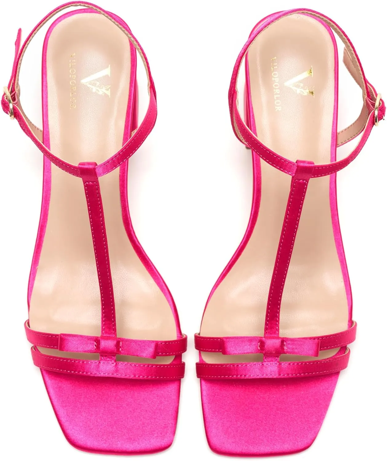 Women's Chunky Heel Strappy Sandals - Square Toe T-Strap Bow Detail Block Heels Open Toe Dress Shoes for Wedding, Party, Summer