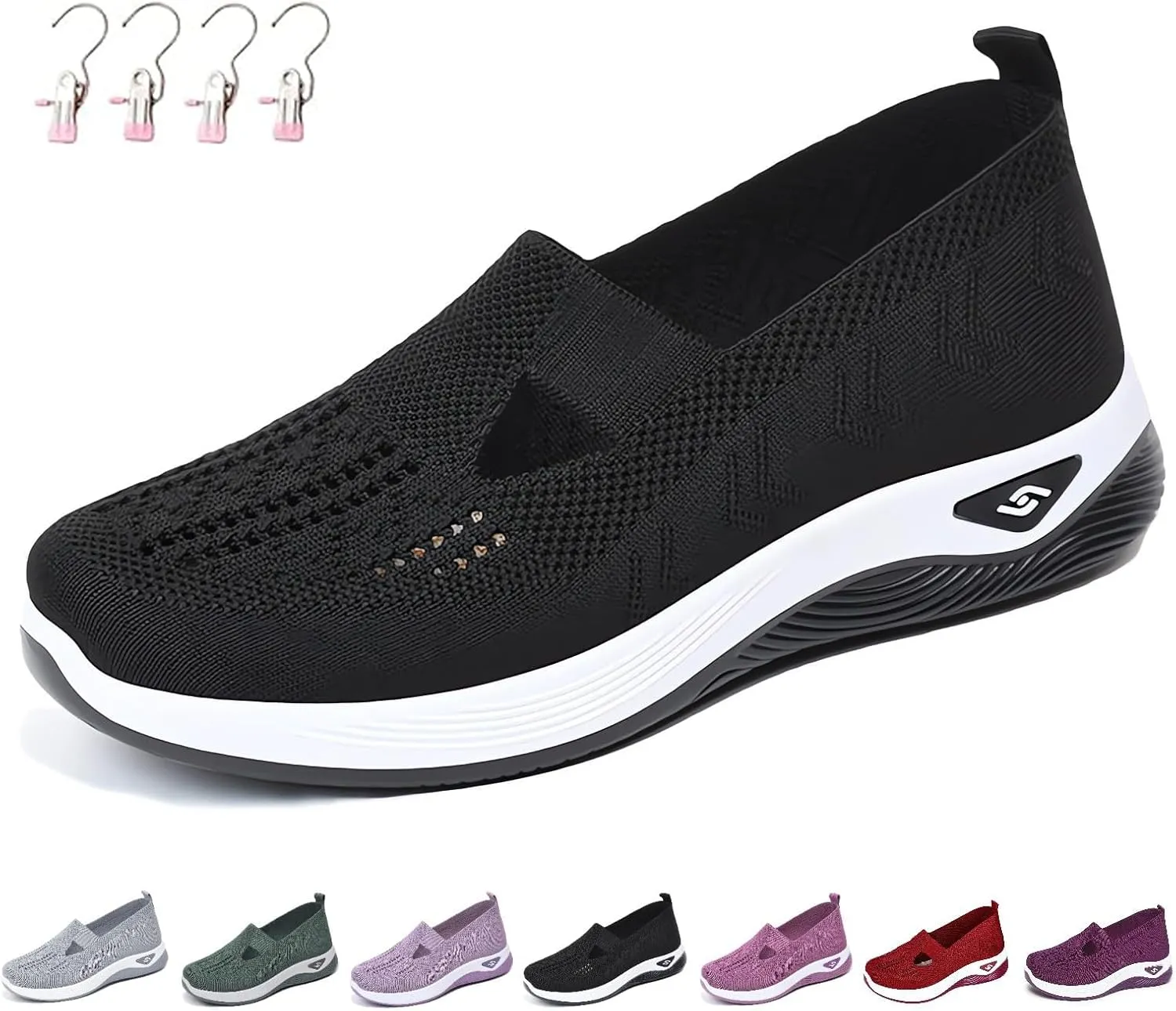 Women's Comfortable Breathable Knitted Sneakers,Zapatos Ortopédicos para Mujer, Orthopedic Walking Soft Shoes Arch Support