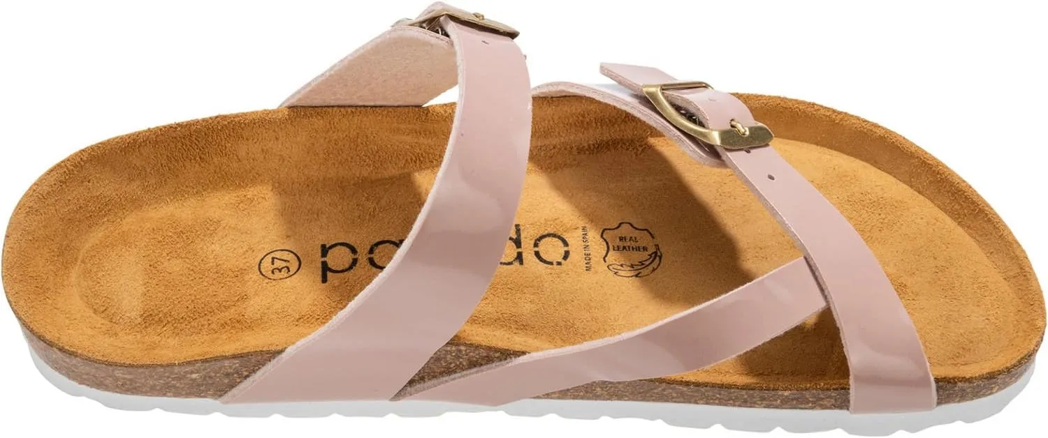 Women's Cres Matt Mules - Elegant Sandals Made in Spain - Comfortable Slippers with Cork Footbed - Fashionable Summer Shoes