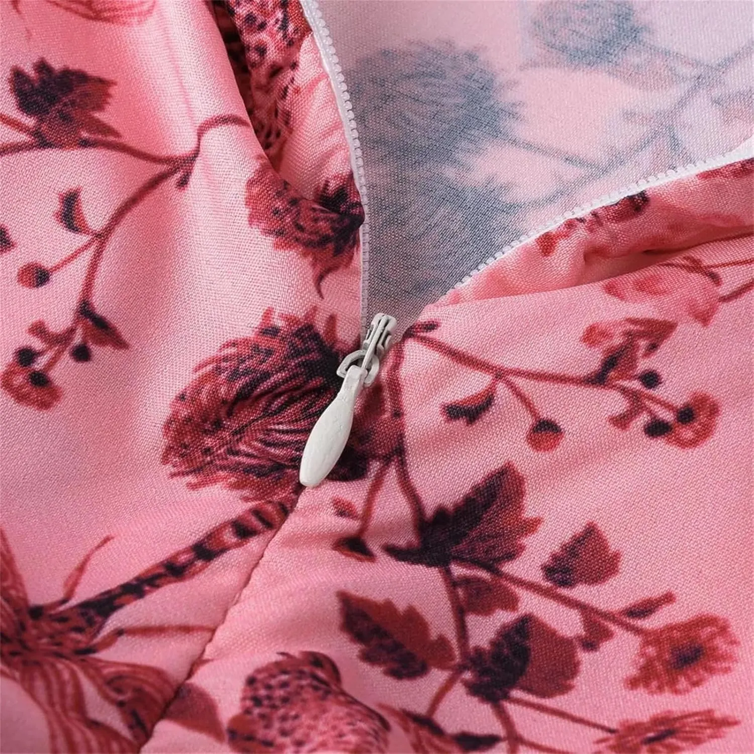 Women's Elegant A-Line Vintage Floral Dress - Round Neck Printed Party Dress for Evening