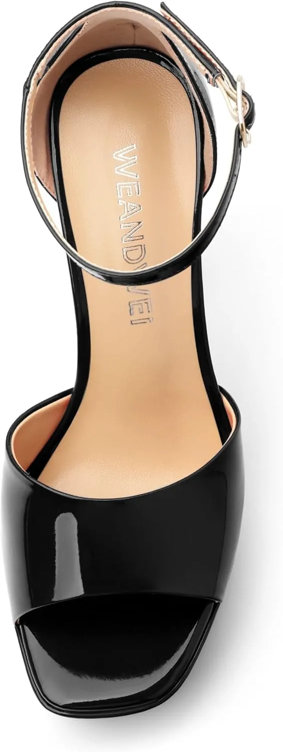 Women's Fashion High Heel Square Toe Platform Sandals, Open Toe Ankle Strap Sandals for women, Elegant and Comfortable Date Party Banquet Dress Shoes
