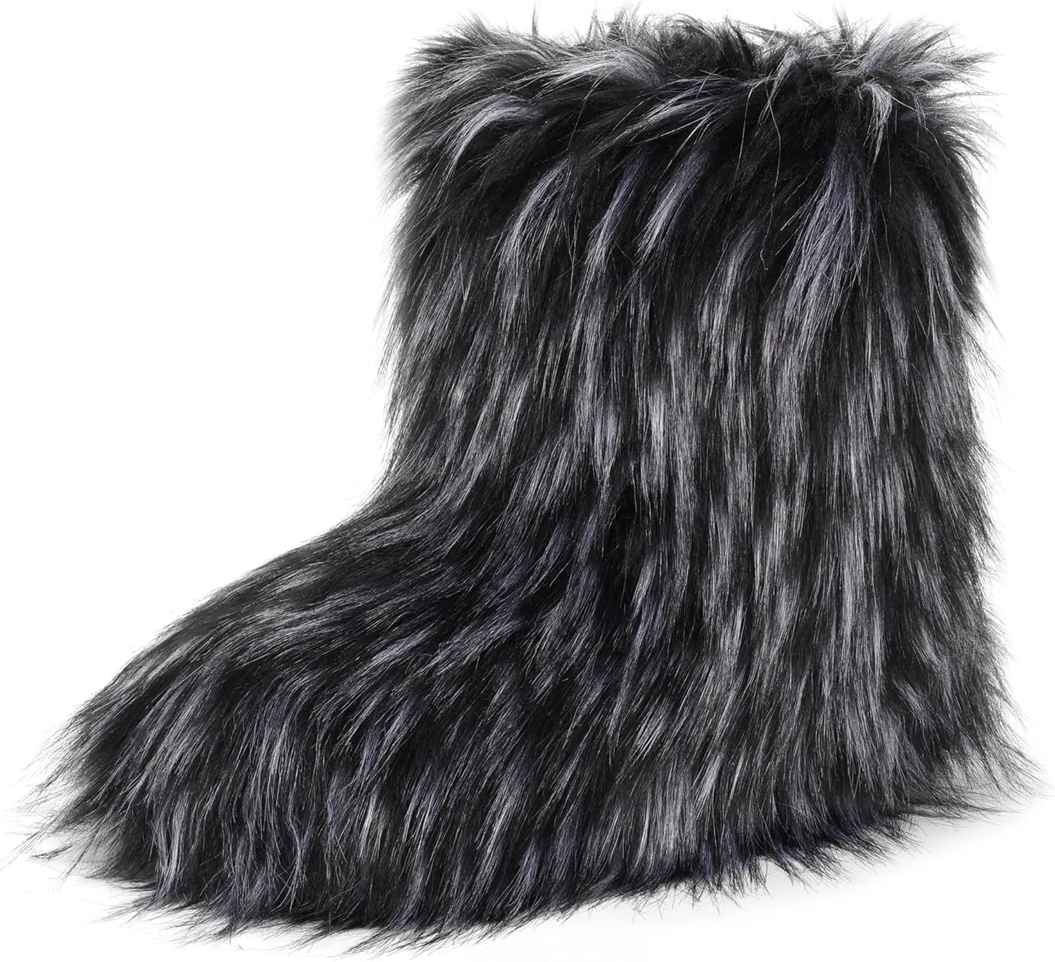 Women's Faux Fur Boots Furry Fuzzy Snow Boots Fluffy Winter Boot Warm Comfortable Mid-Calf Boot Outdoor Indoor Flat Shoes