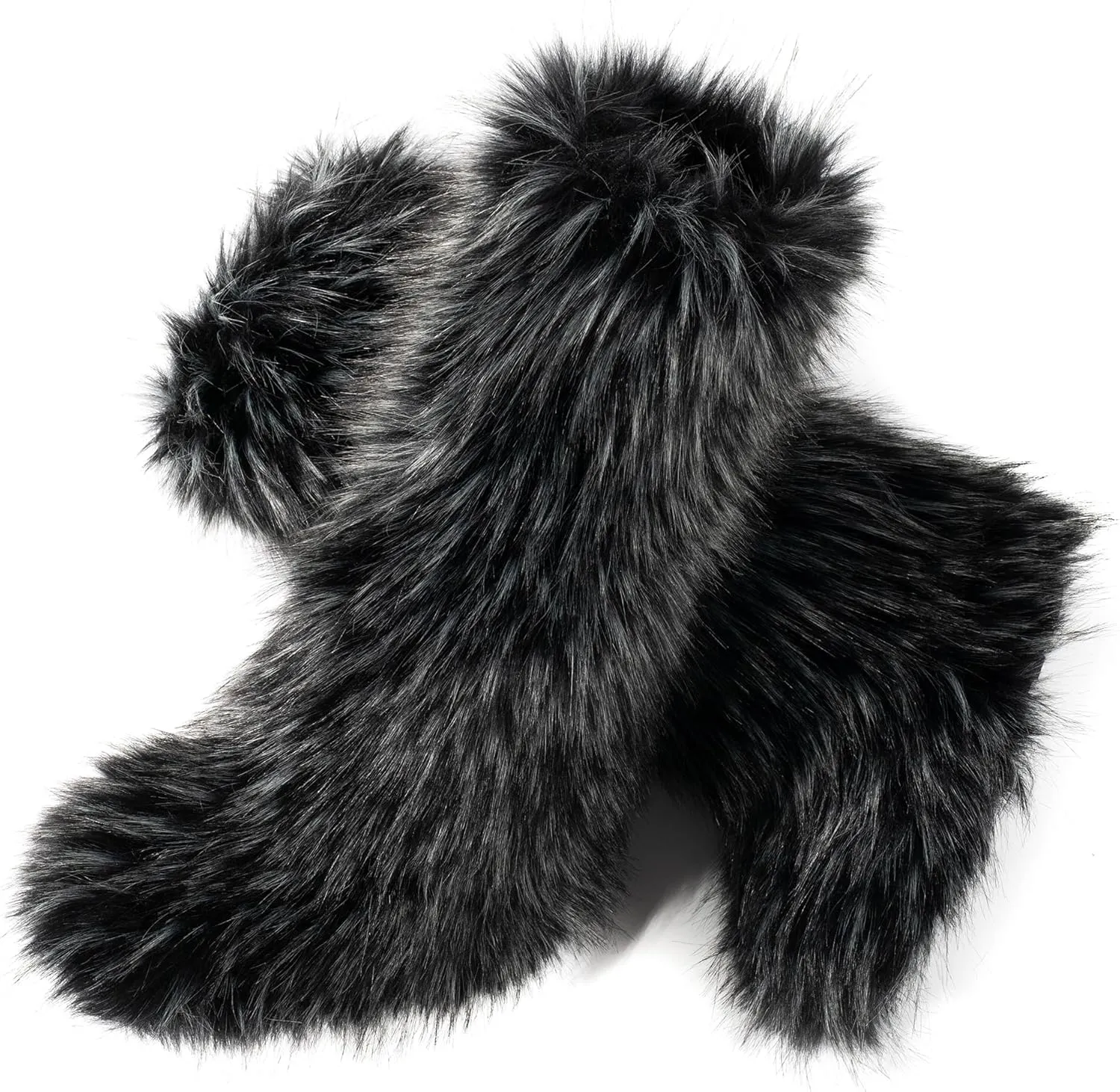 Women's Faux Fur Boots Knee-High Furry Snow Boots Fluffy Warm Winter Boots