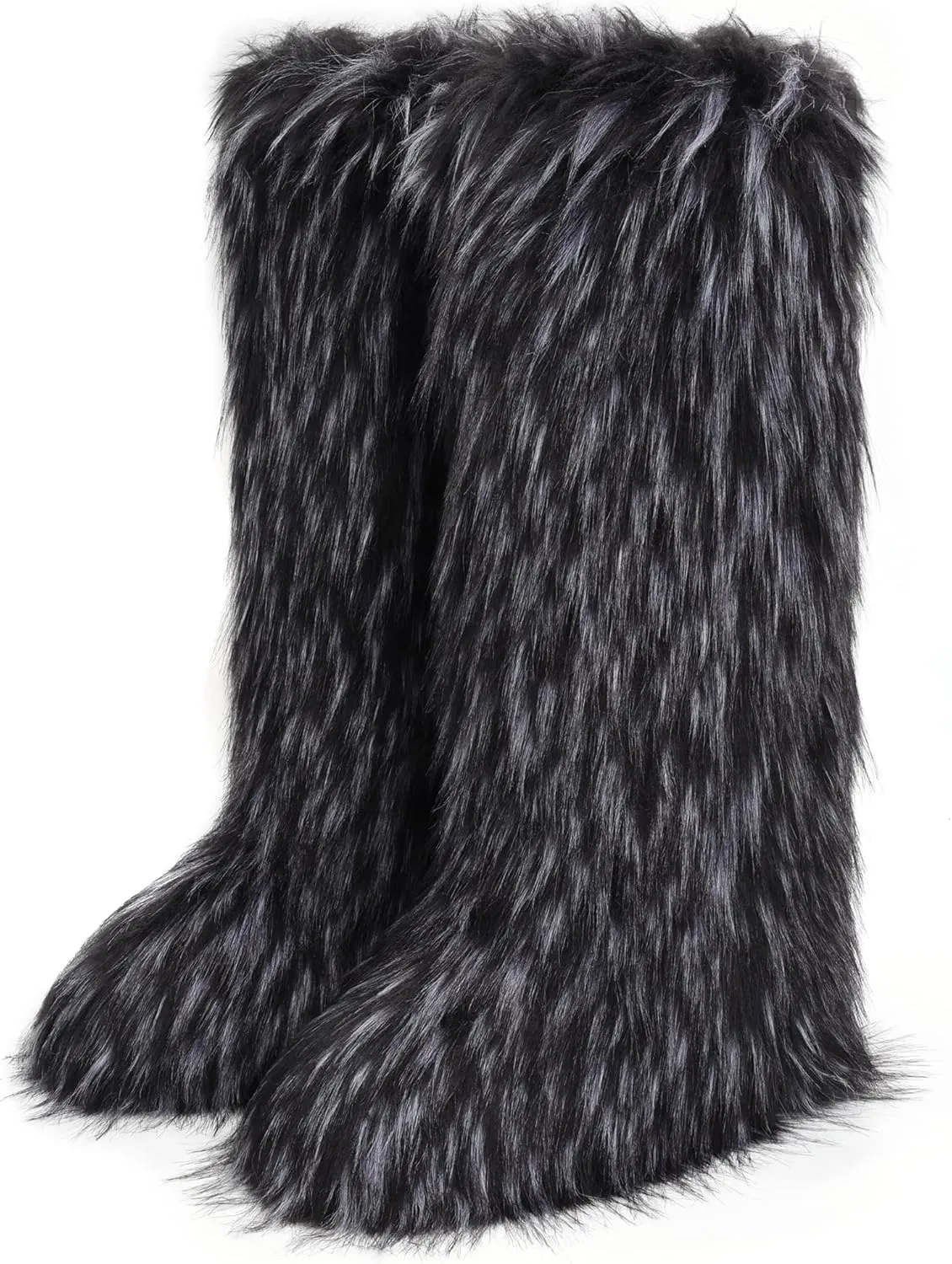 Women's Faux Fur Boots Knee-High Furry Snow Boots Fluffy Warm Winter Boots